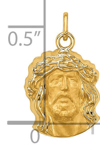 14k Hollow Polished/Satin Small Jesus Medal-XR1737