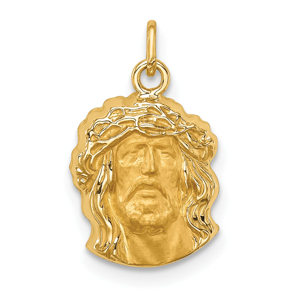 14k Hollow Polished/Satin Small Jesus Medal-XR1737