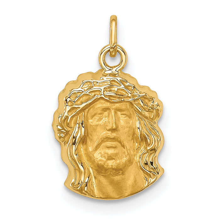 14k Hollow Polished/Satin Small Jesus Medal-XR1737