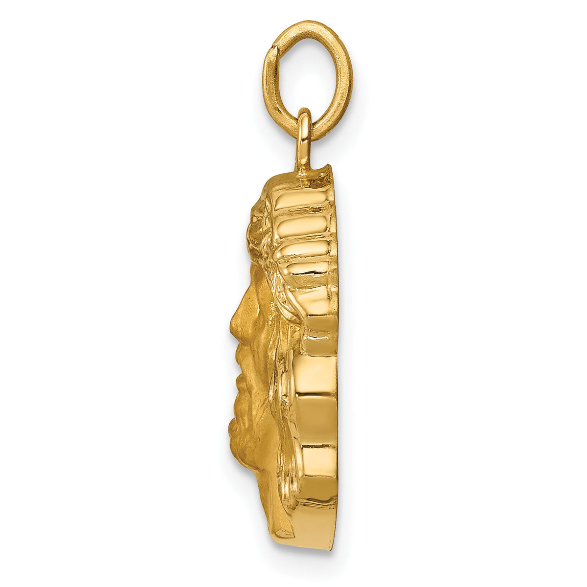 14k Hollow Polished/Satin Medium Jesus Medal-XR1738