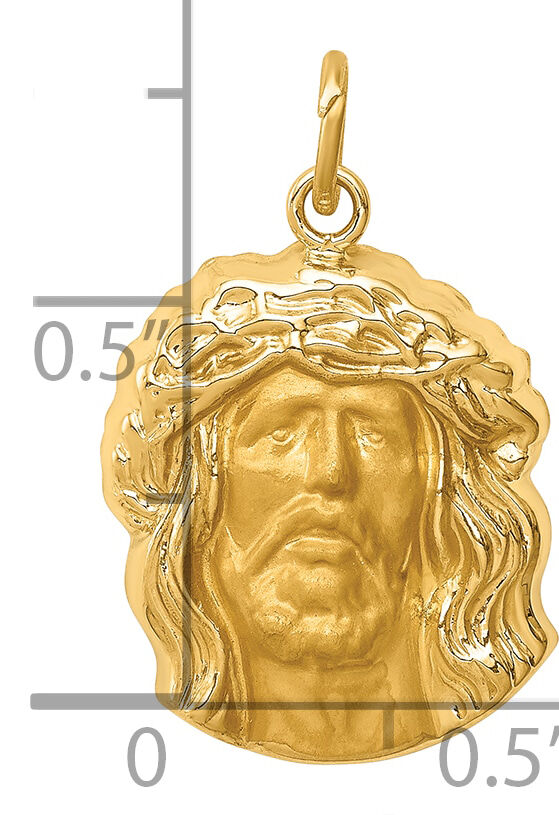 14k Hollow Polished/Satin Medium Jesus Medal-XR1738