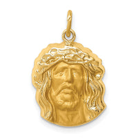 14k Hollow Polished/Satin Medium Jesus Medal-XR1738