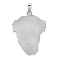 14k White Gold Hollow Polished/Satin Medium Jesus Medal-XR1741