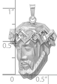 14k White Gold Hollow Polished/Satin Medium Jesus Medal-XR1741