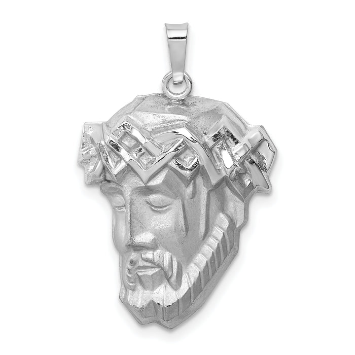 14k White Gold Hollow Polished/Satin Medium Jesus Medal-XR1741