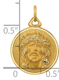 14k Polished/Satin Small Round Jesus Medal-XR1742