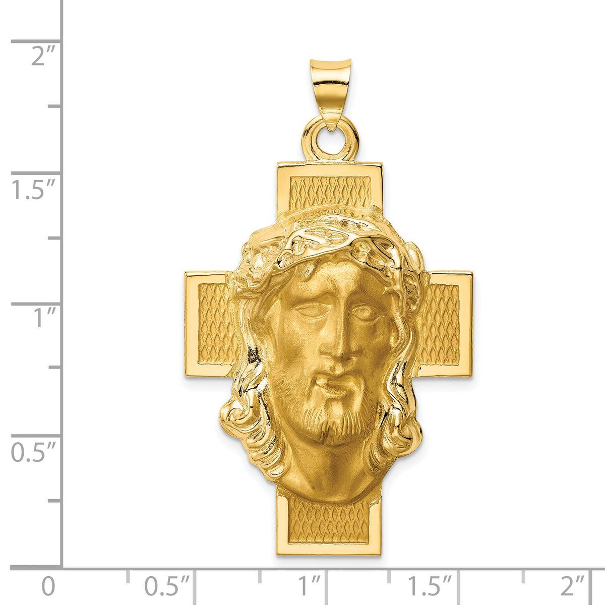 14k Hollow Polished/Satin Jesus Cross Medal-XR1743