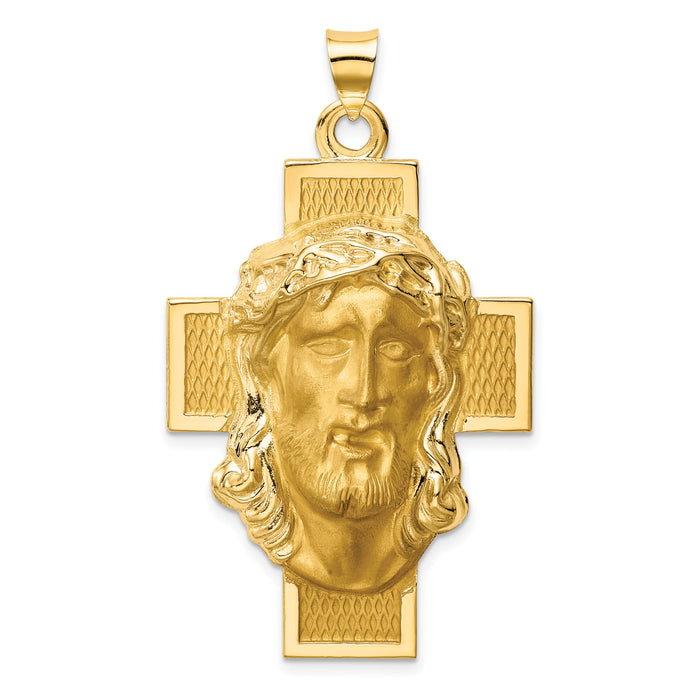 14k Hollow Polished/Satin Jesus Cross Medal-XR1743
