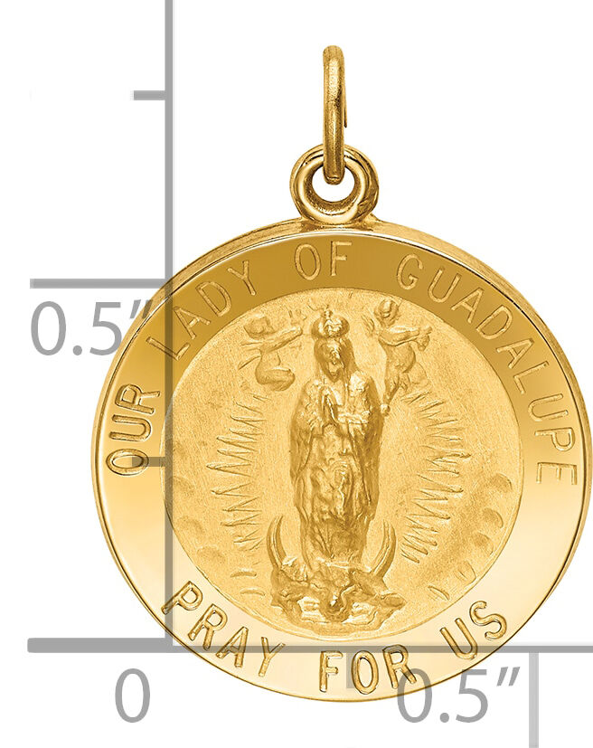 14k Solid Polished/Satin Round Our Lady of Guadalupe Medal-XR1744