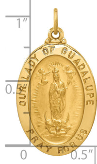 14k Solid Polished/Satin Oval Our Lady of Guadalupe Medal-XR1745