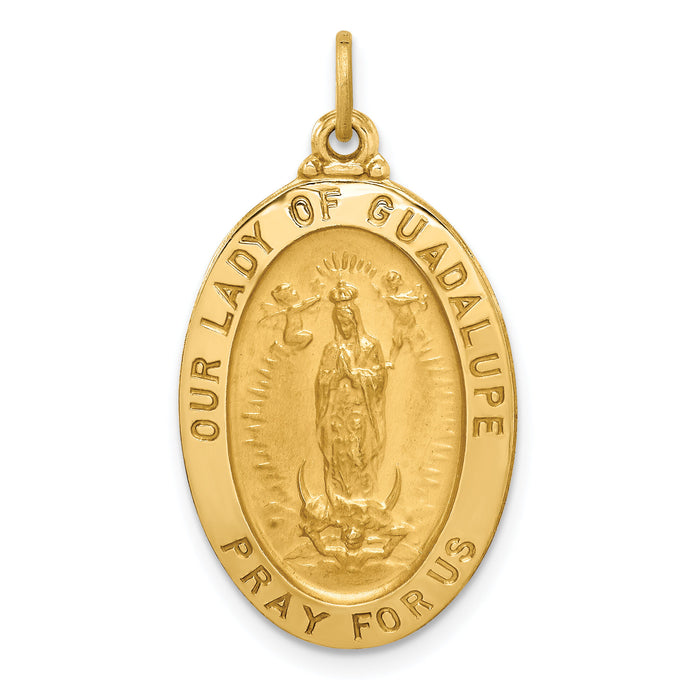 14k Solid Polished/Satin Oval Our Lady of Guadalupe Medal-XR1745
