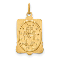 14K Solid Polished/Satin Rectangle Framed Miraculous Medal-XR1746