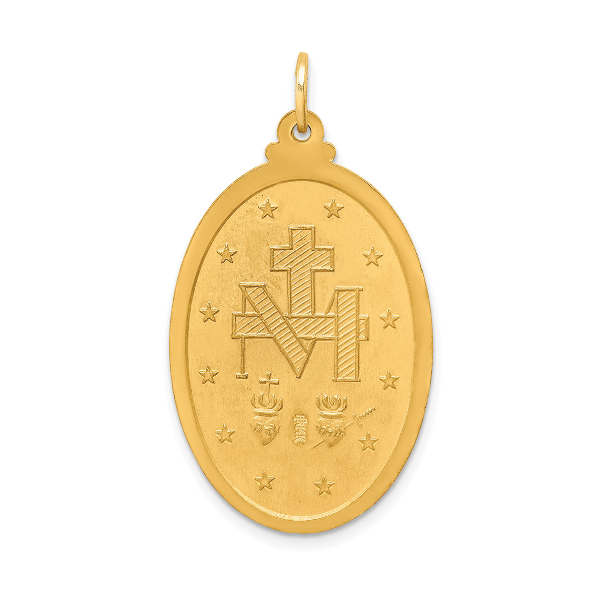 14k Solid Polished/Satin Large Oval Miraculous Medal-XR1747