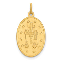 14k Solid Polished and Satin Oval Miraculous Medal-XR1748