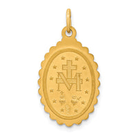 14k Solid Polished/Satin Medium Oval Scalloped Miraculous Medal-XR1752