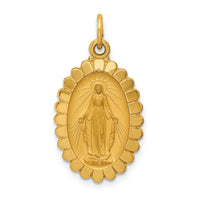 14k Solid Polished/Satin Medium Oval Scalloped Miraculous Medal-XR1752