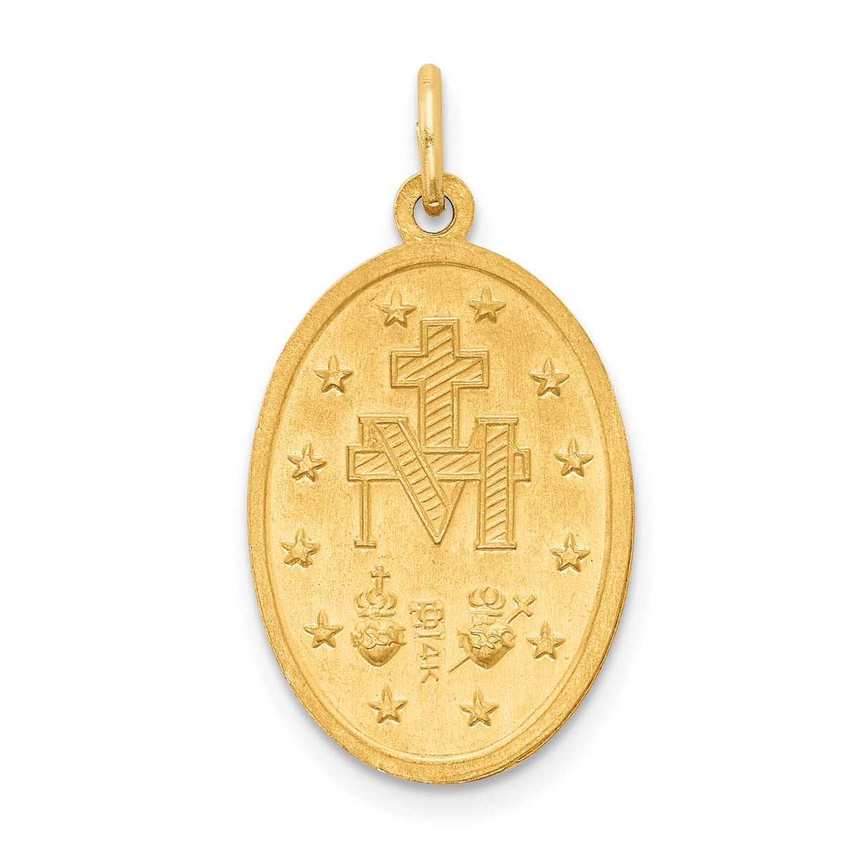 14k Solid Polished/Satin Oval Miraculous Medal-XR1753
