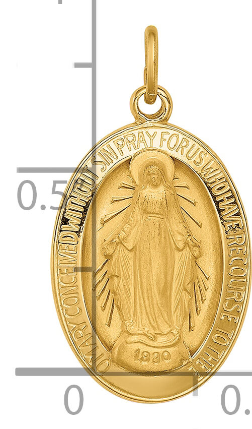 14k Solid Polished/Satin Oval Miraculous Medal-XR1753