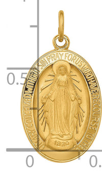 14k Solid Polished/Satin Oval Miraculous Medal-XR1753