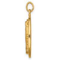 14k Solid Polished/Satin Medium Oval Miraculous Medal-XR1754