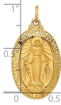 14k Solid Polished/Satin Medium Oval Miraculous Medal-XR1754
