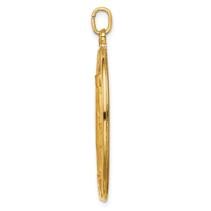14k Solid Polished/Satin Extra Large Oval Miraculous Medal-XR1756