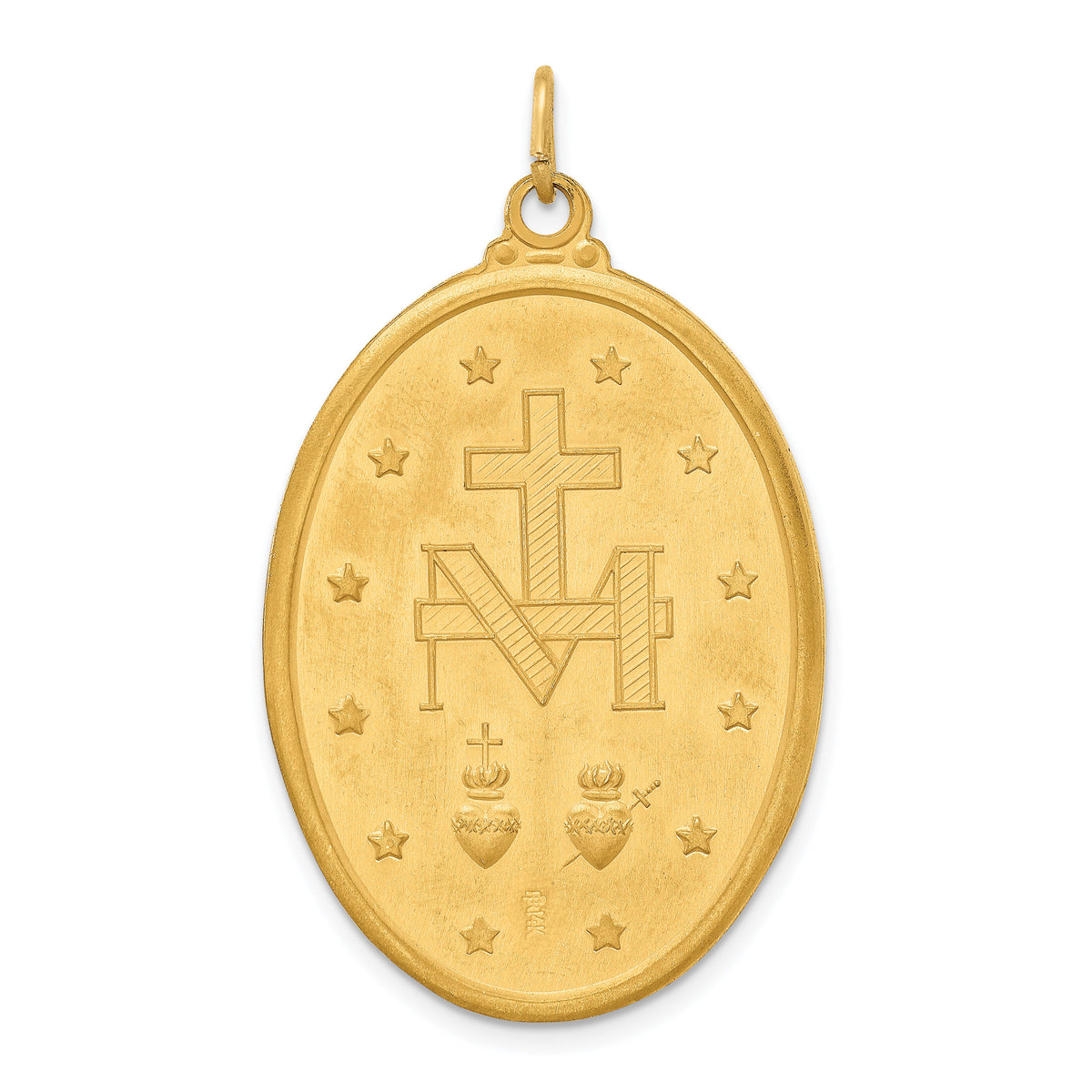 14k Solid Polished/Satin Extra Large Oval Miraculous Medal-XR1756