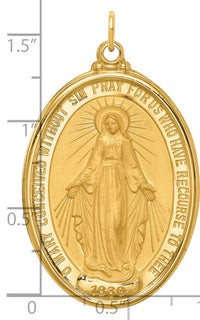 14k Solid Polished/Satin Extra Large Oval Miraculous Medal-XR1756