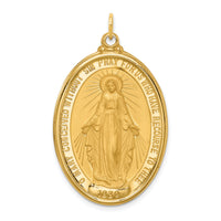 14k Solid Polished/Satin Extra Large Oval Miraculous Medal-XR1756