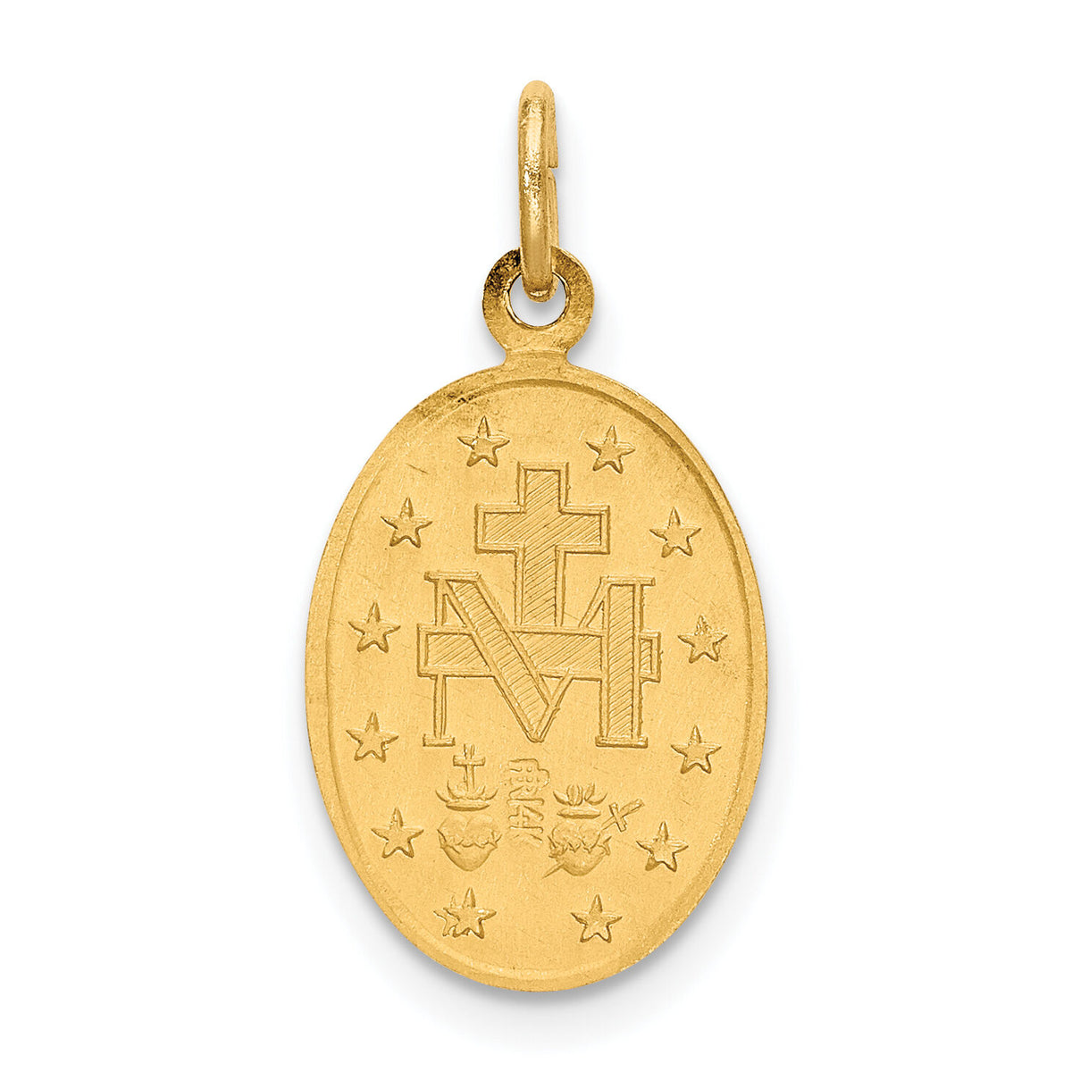 14k Solid Polished/Satin Small Oval Miraculous Medal-XR1757