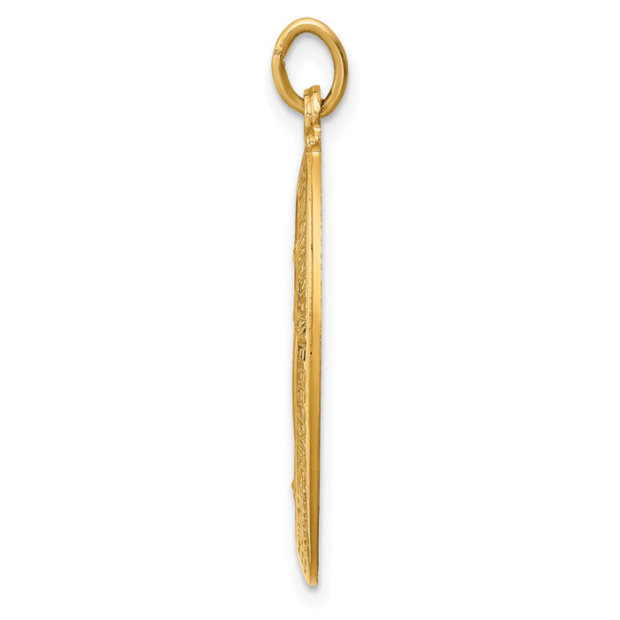 14k Solid Polished/Satin Medium Oval Miraculous Medal-XR1758