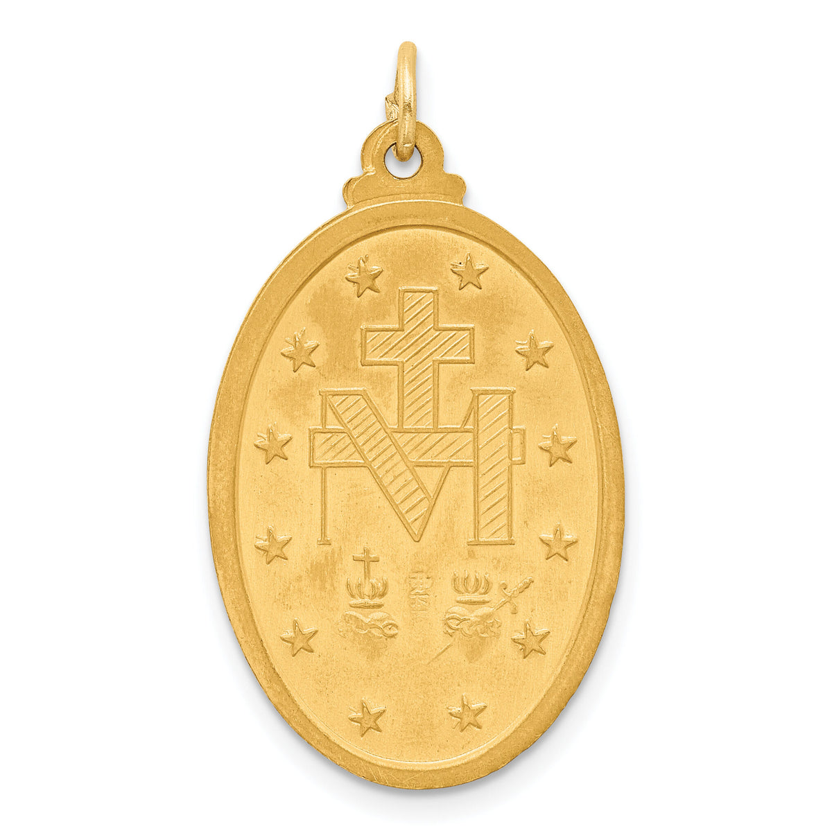 14k Solid Polished/Satin Medium Oval Miraculous Medal-XR1758
