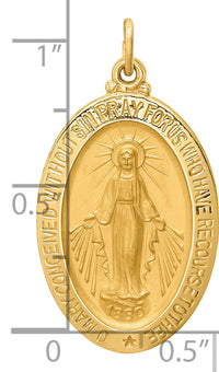 14k Solid Polished/Satin Medium Oval Miraculous Medal-XR1758