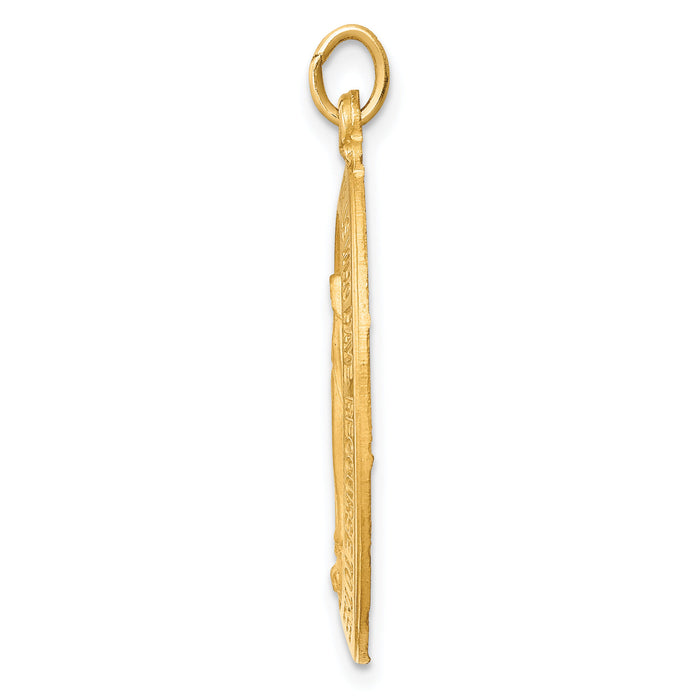14k Solid Polished/Satin Medium Oval Miraculous Medal-XR1759