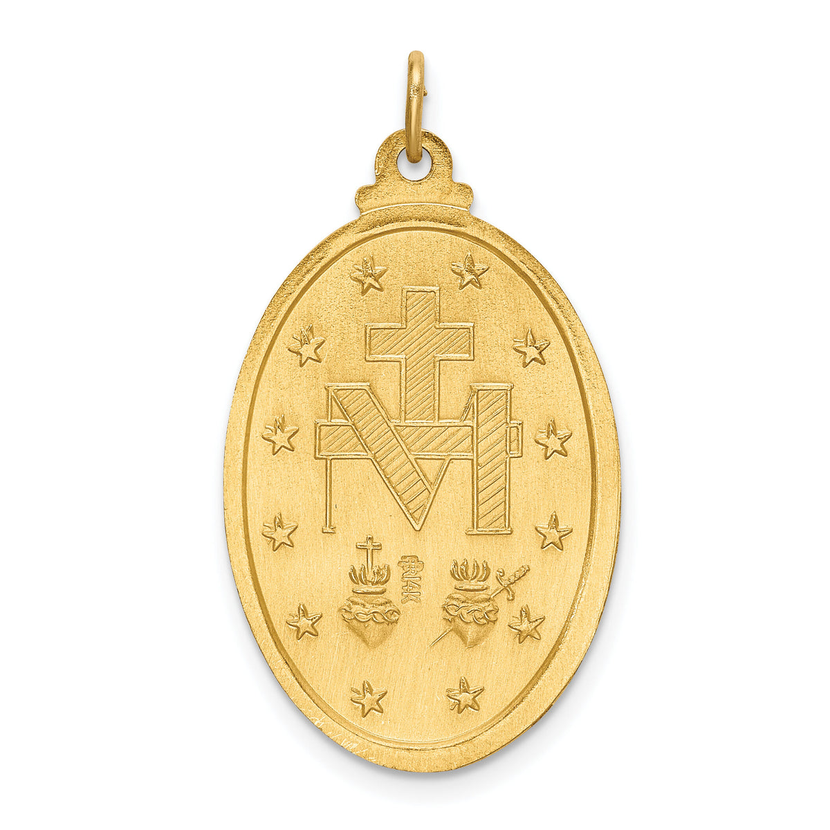 14k Solid Polished/Satin Medium Oval Miraculous Medal-XR1759