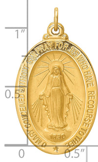 14k Solid Polished/Satin Medium Oval Miraculous Medal-XR1759