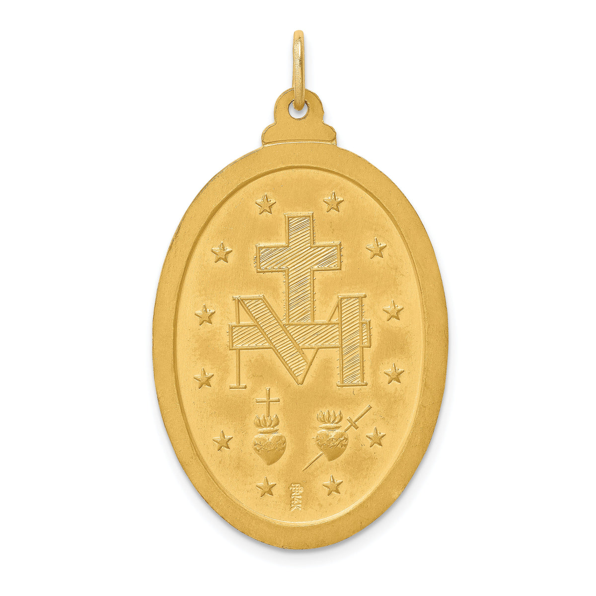 14k Solid Polished/Satin Large Oval Miraculous Medal-XR1760