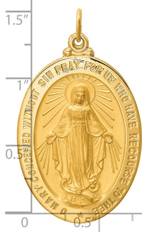 14k Solid Polished/Satin Large Oval Miraculous Medal-XR1760
