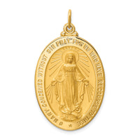 14k Solid Polished/Satin Large Oval Miraculous Medal-XR1760