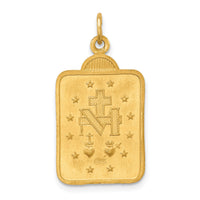 14k Solid Polished/Satin Rectangle w/Fan Top Miraculous Medal-XR1761