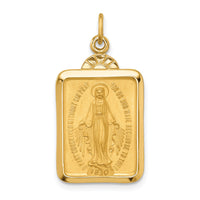 14k Solid Polished/Satin Rectangle w/Fan Top Miraculous Medal-XR1761