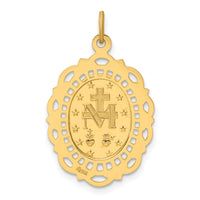 14K Solid Polished/Satin Fancy Pierced Oval Miraculous Medal-XR1763