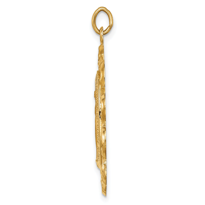 14k Solid Polished/Satin Fancy Pierced Oval Miraculous Medal-XR1764