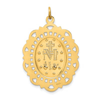 14k Solid Polished/Satin Fancy Pierced Oval Miraculous Medal-XR1764