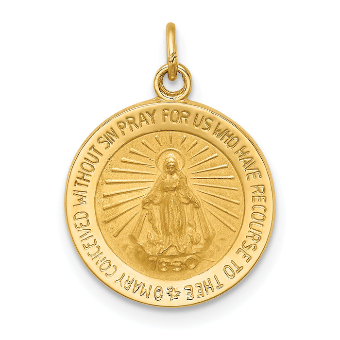 14k Solid Polished/Satin Round Miraculous Medal-XR1765