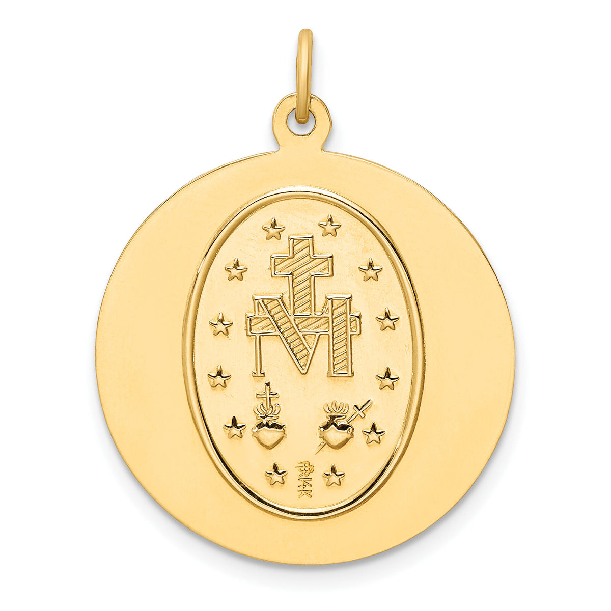 14k Solid Polished/Satin Round Miraculous Medal-XR1766