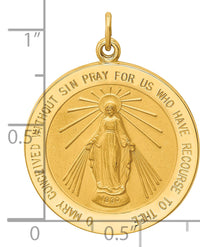 14k Solid Polished/Satin Round Miraculous Medal-XR1766
