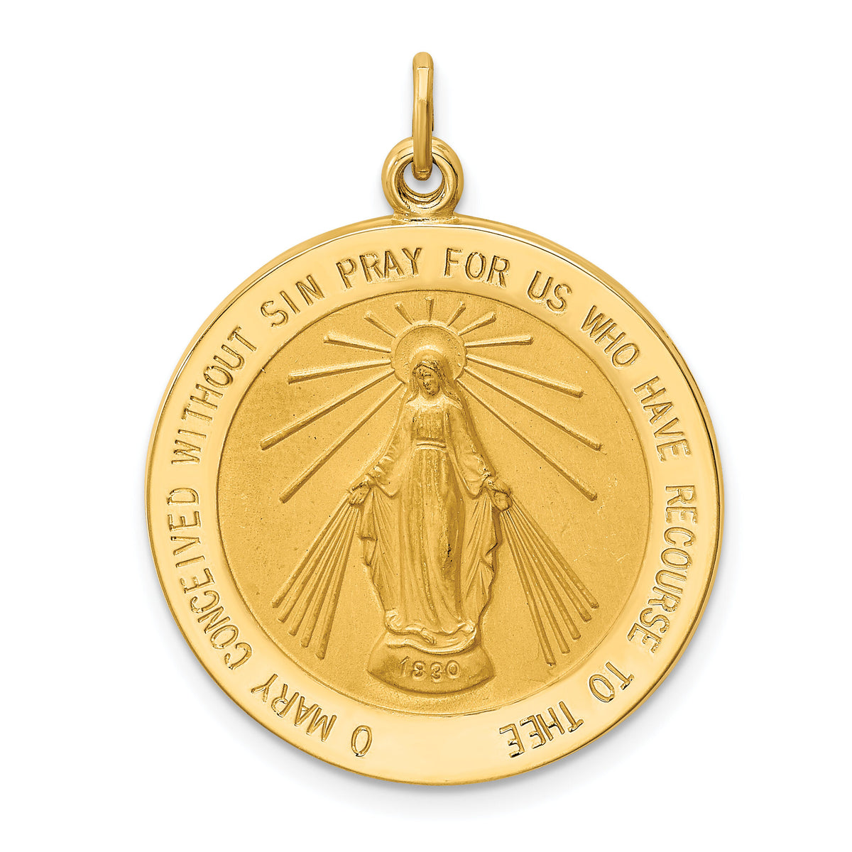 14k Solid Polished/Satin Round Miraculous Medal-XR1766