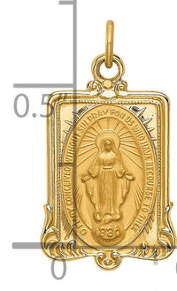 14k Solid Polished/Satin Rectangular Miraculous Medal-XR1768