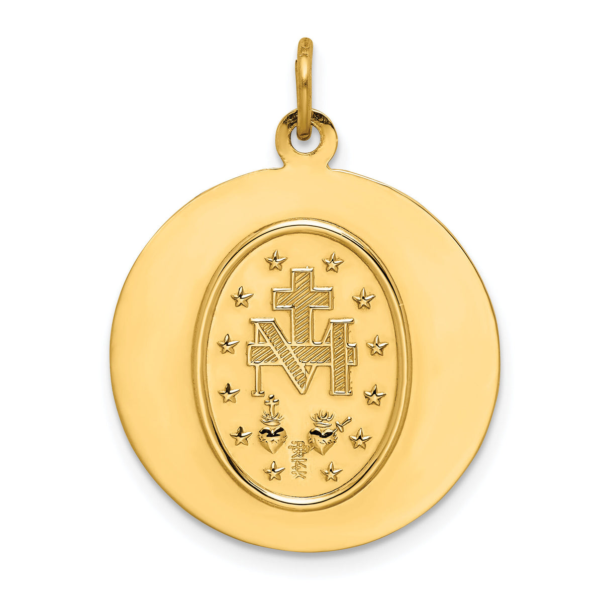 14k Solid Polished/Satin Medium Round Miraculous Medal-XR1769